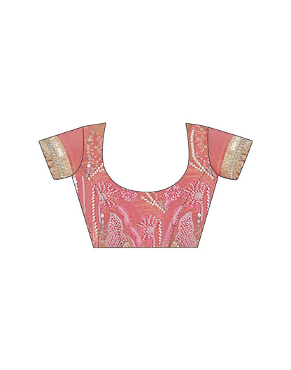 Ready To Wear Coral Pink Shimmer Gota Lace Saree