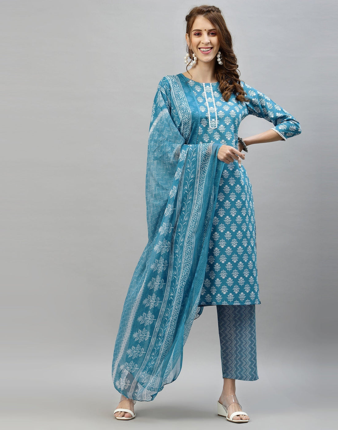 Light Blue Kurti with Pant And Dupatta | Sudathi