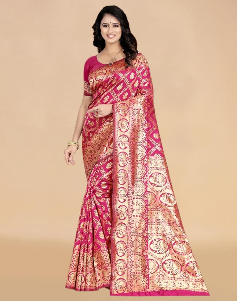 Rani Pink Banarasi Silk Saree