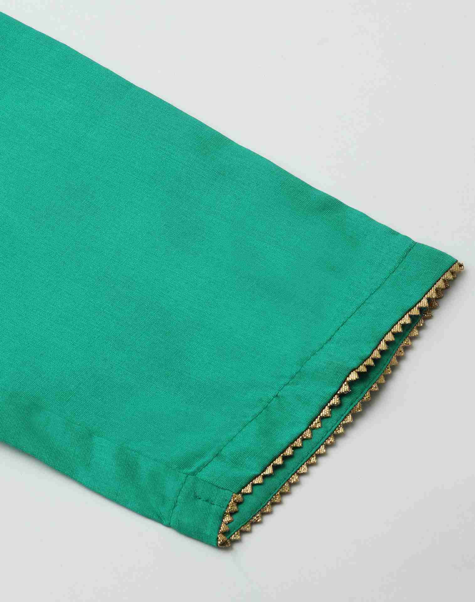 Rama Green Jacquard Silk Straight Kurta With Pant And Dupatta