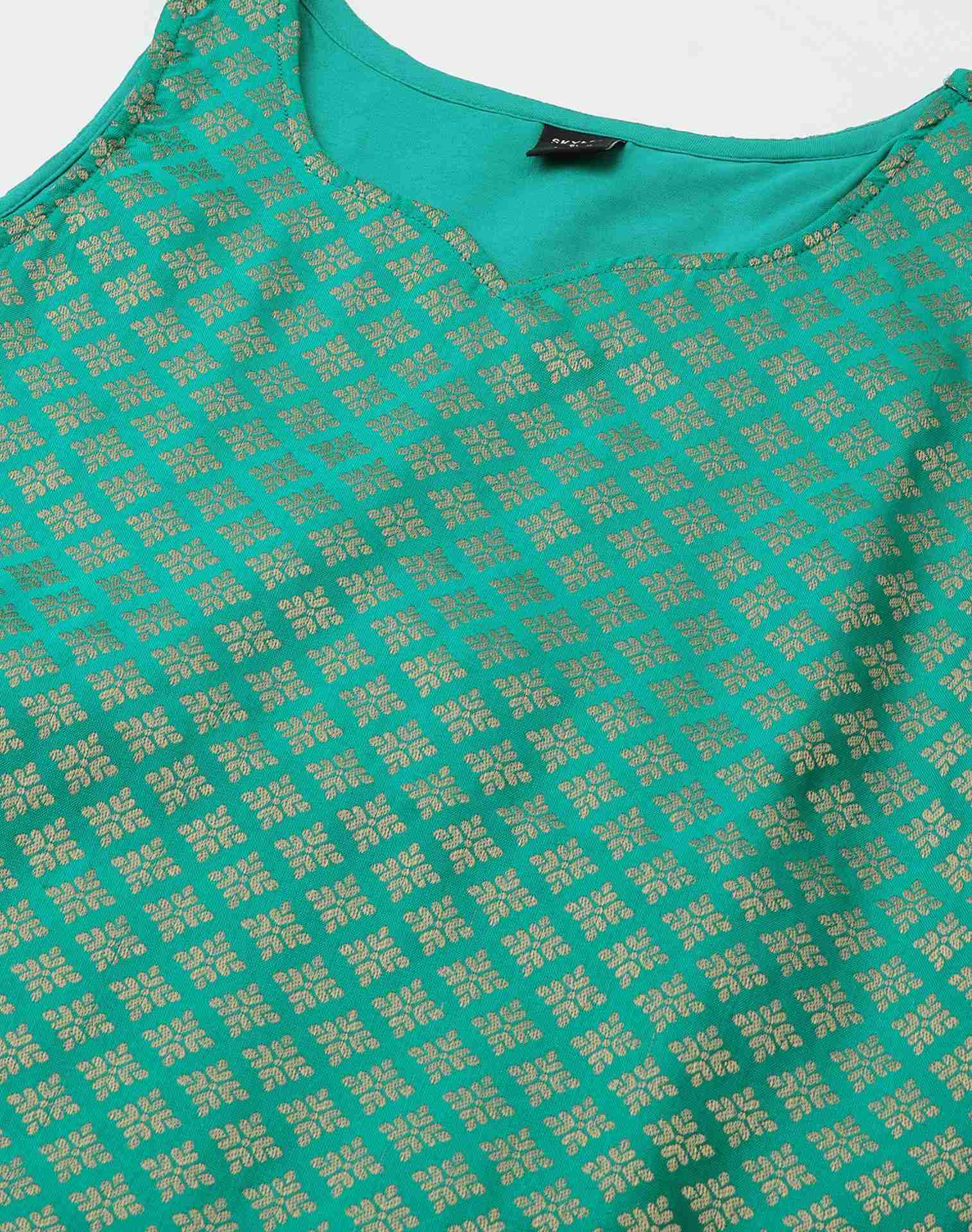 Rama Green Jacquard Silk Straight Kurta With Pant And Dupatta