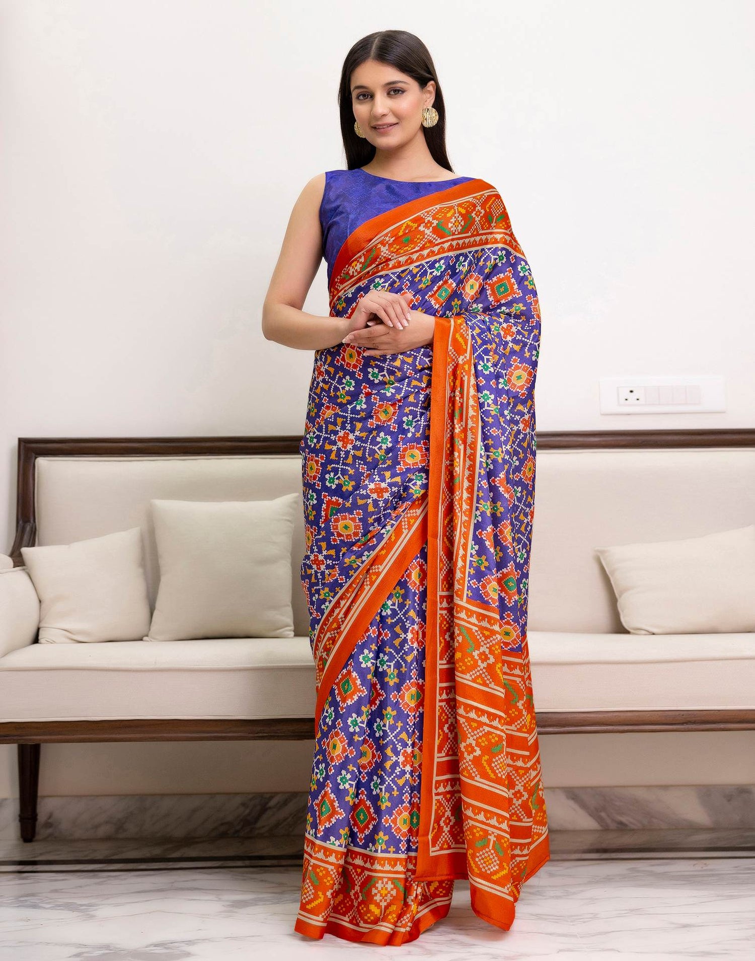 Ready To Wear Violet Chinnon Printed Saree