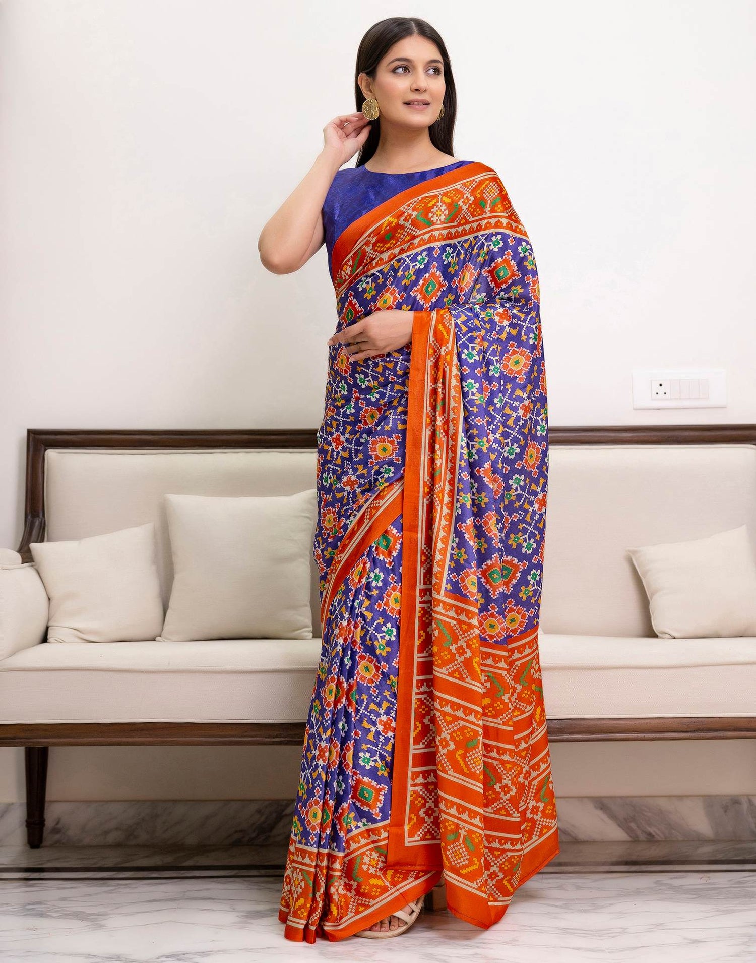 Ready To Wear Violet Chinnon Printed Saree