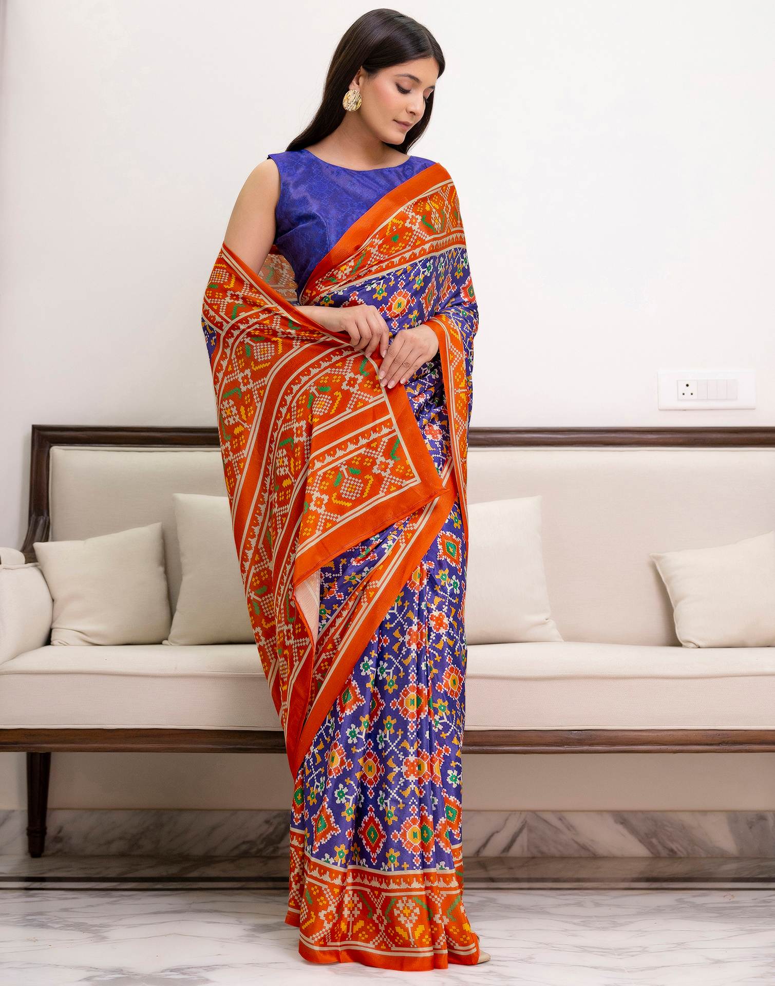 Ready To Wear Violet Chinnon Printed Saree