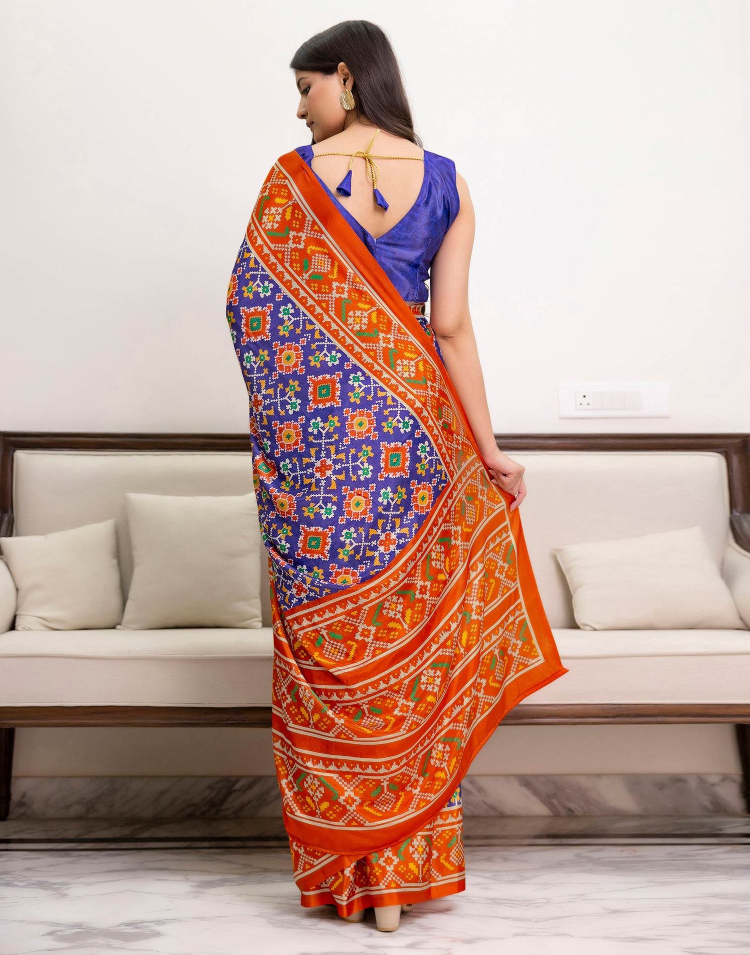 Ready To Wear Violet Chinnon Printed Saree