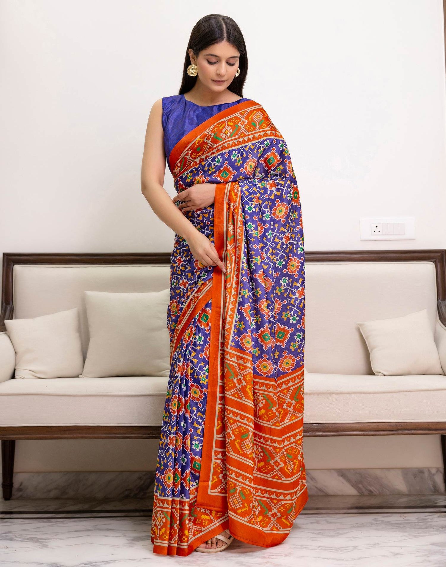 Ready To Wear Violet Chinnon Printed Saree