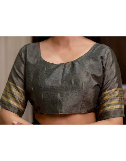 Ready To Wear Olive Green Chinnon Printed Saree