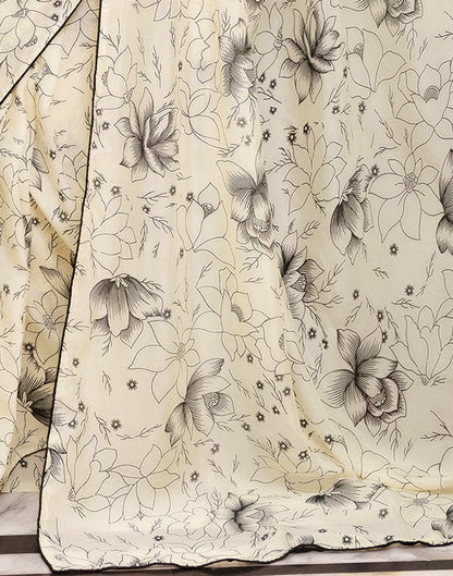 Ready To Wear Off White Chinnon Printed Saree
