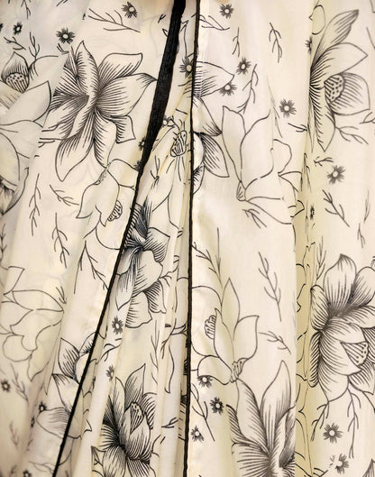 Ready To Wear Off White Chinnon Printed Saree
