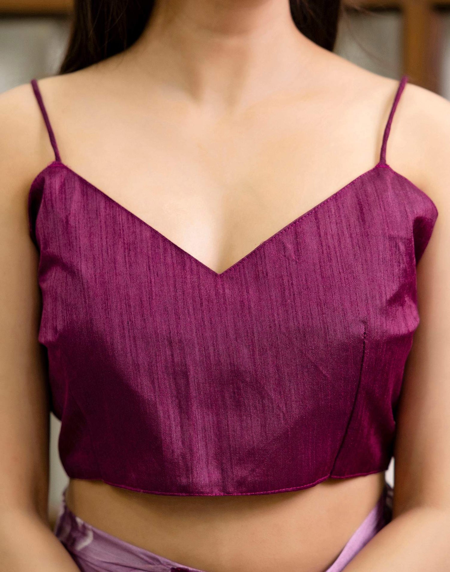 Ready To Wear Mauve Chinnon Floral Printed Saree