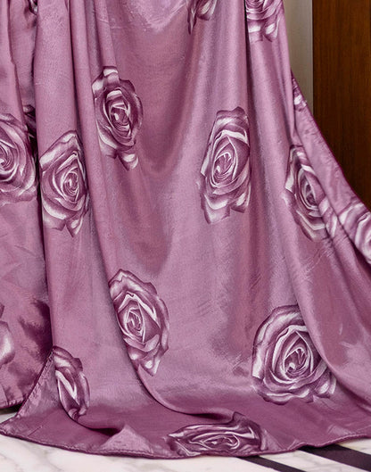 Ready To Wear Mauve Chinnon Floral Printed Saree