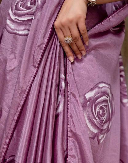 Ready To Wear Mauve Chinnon Floral Printed Saree