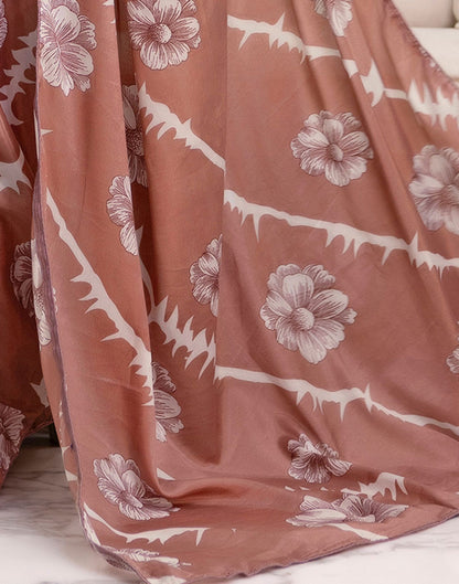 Ready To Wear Dusty Rose Pink Chinnon Floral Printed Saree