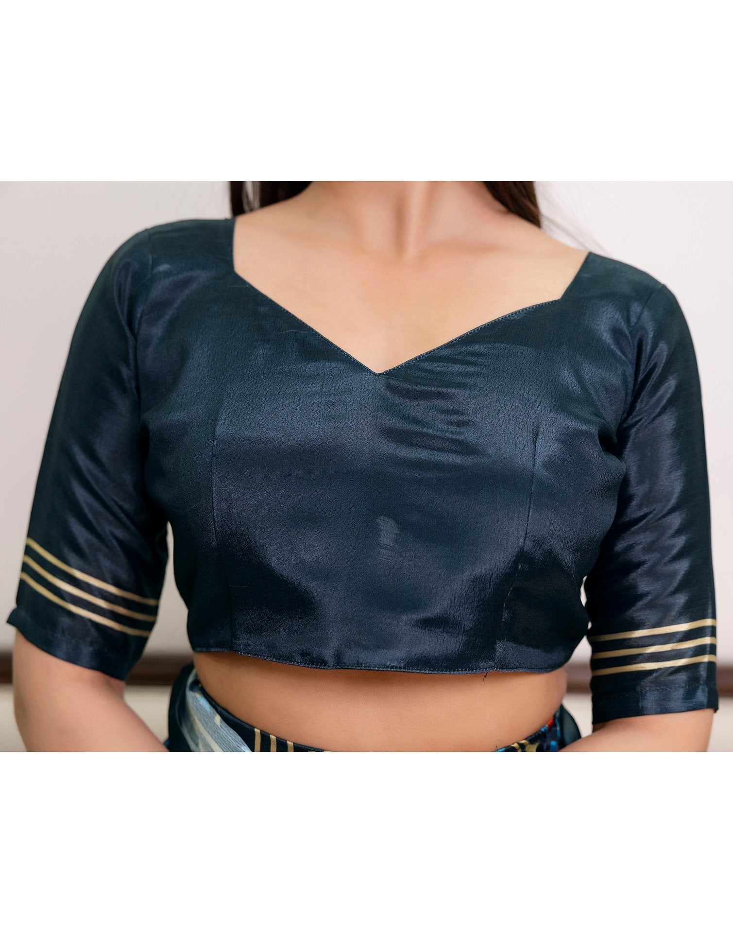 Ready To Wear Dark Grey Chinnon Printed Saree