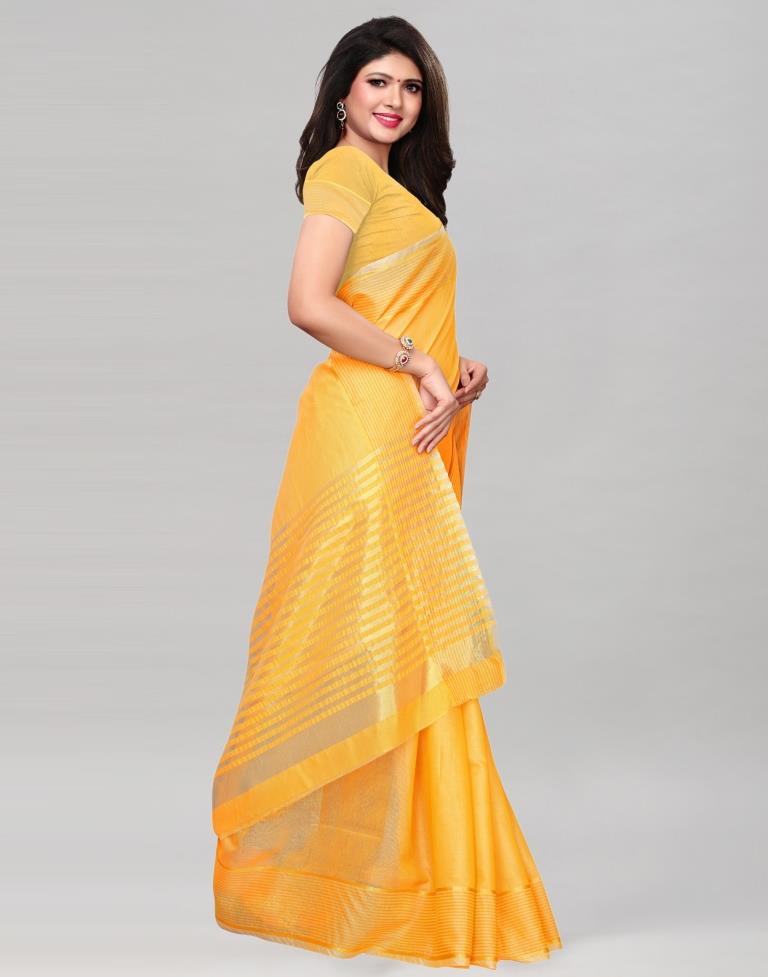 Yellow Coloured Poly Silk Zari Woven Casual Saree | Sudathi