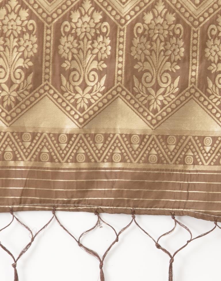 Sparkling Brown Coloured Poly Silk Jacquard Dupatta | Sudathi