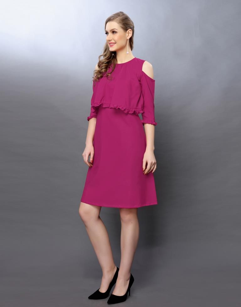 Pink Coloured Plain Crepe Dress | Sudathi
