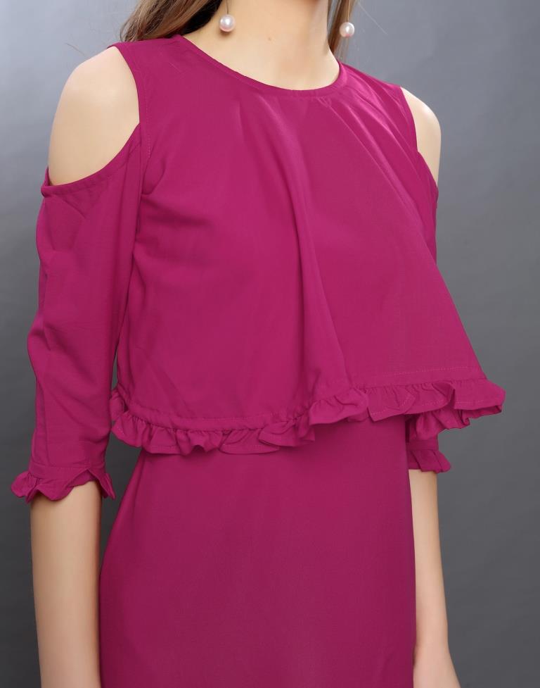 Pink Coloured Plain Crepe Dress | Sudathi