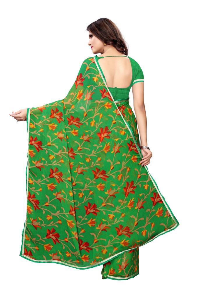 Green Coloured Chiffon Printed Casual saree | Sudathi