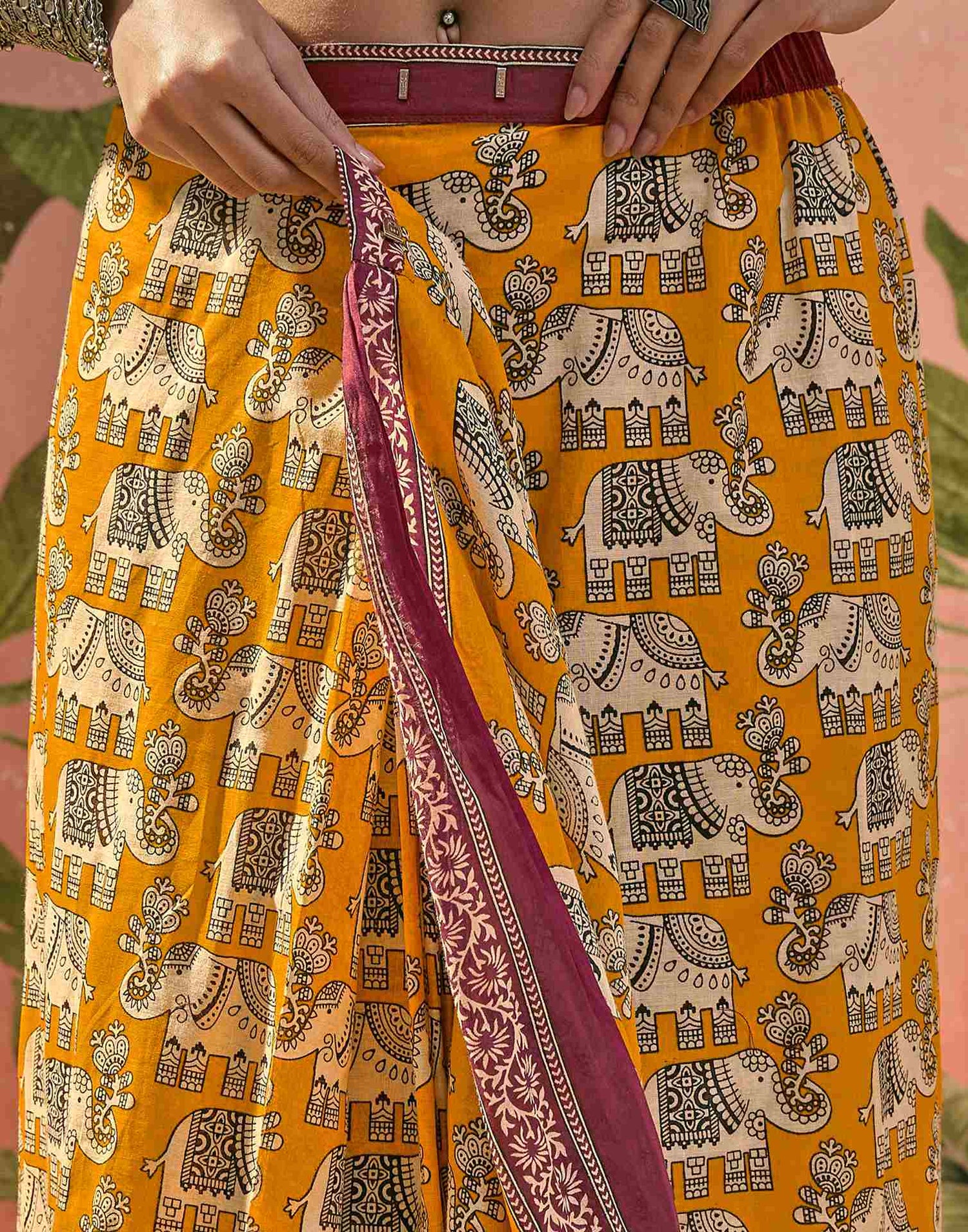 Ready To Wear Yellow Cotton Printed Saree