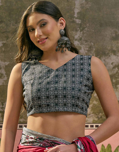 Ready To Wear Maroon Cotton Printed Saree