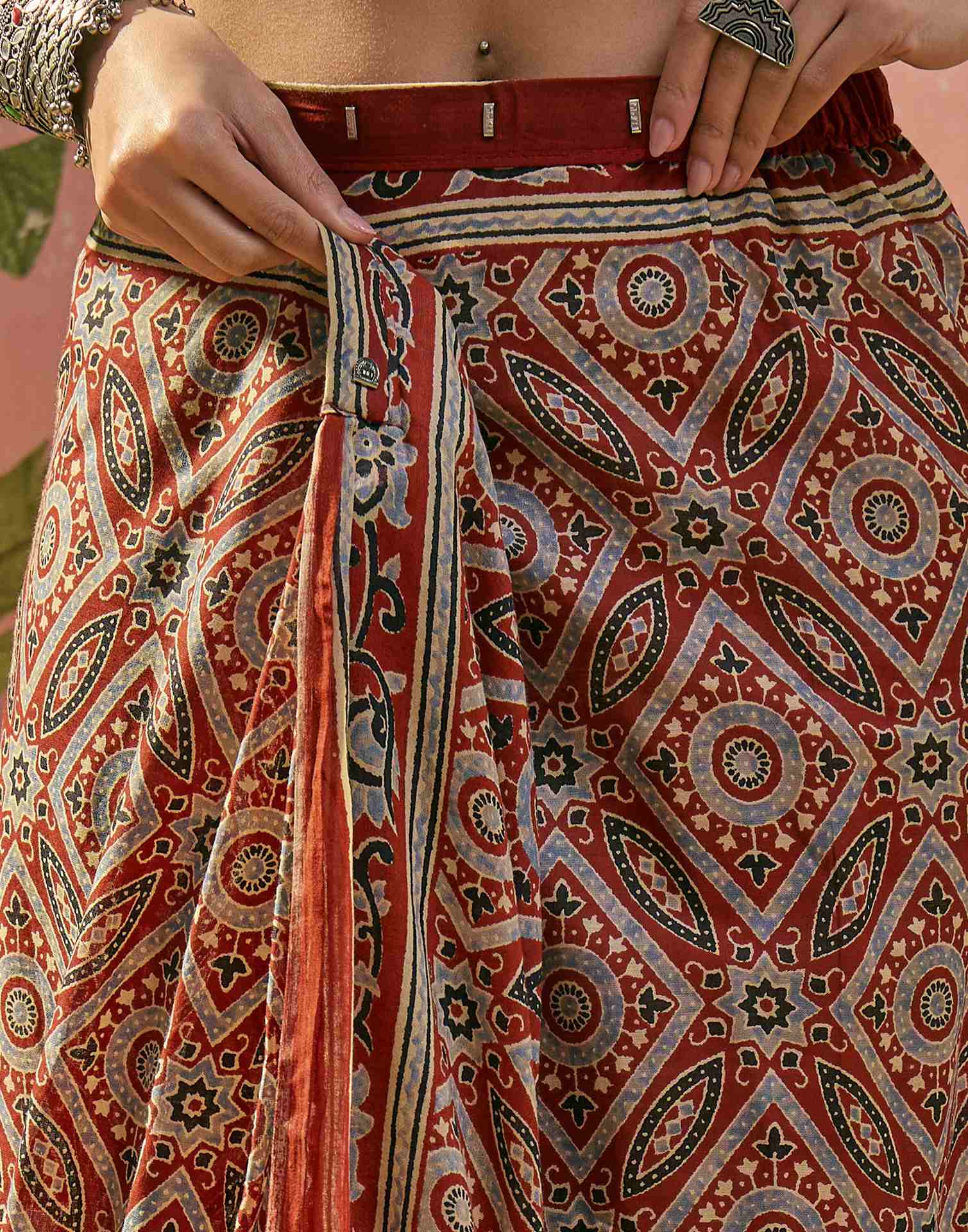 Ready To Wear Rust Cotton Printed Saree