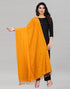 Yellow Coloured Poly Cotton Plain Sequence Weave Striped Dupatta | Sudathi
