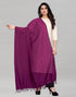 Wine Coloured Poly Cotton Plain Sequence Weave Striped Dupatta | Sudathi