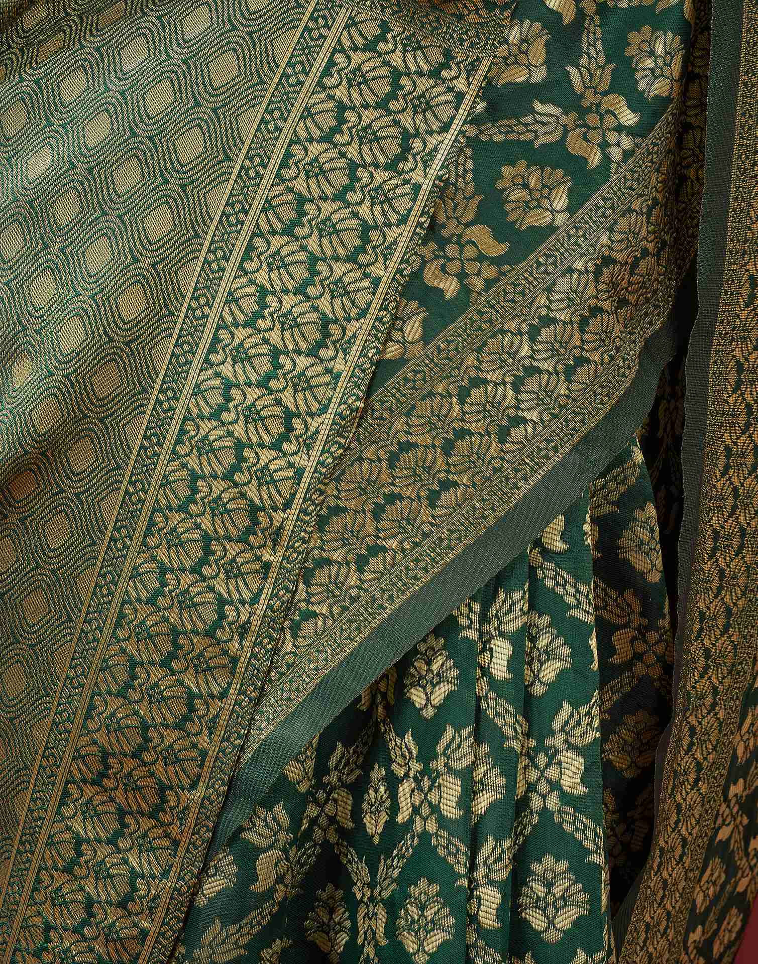 Dark Green Banarasi Silk Saree