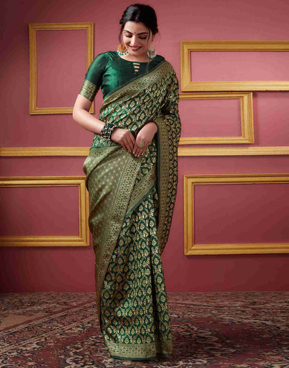 Dark Green Banarasi Silk Saree