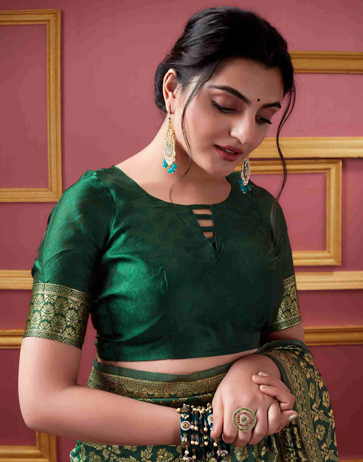 Dark Green Banarasi Silk Saree