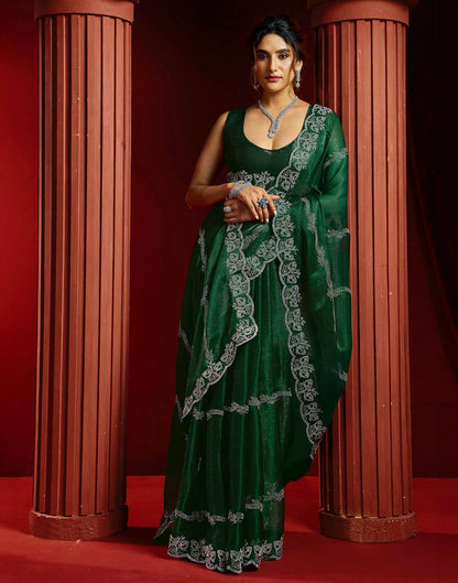 Green Shimmer Stone Work Embellished Saree
