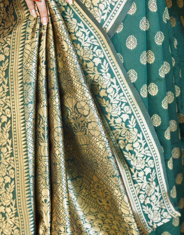 Dark Green Banarasi Silk Saree