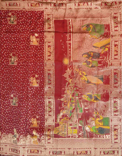 Chhath Maroon Silk Woven Banarasi Saree