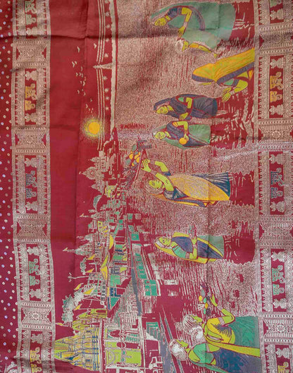 Chhath Maroon Silk Woven Banarasi Saree