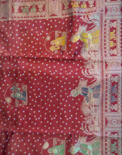 Chhath Maroon Silk Woven Banarasi Saree