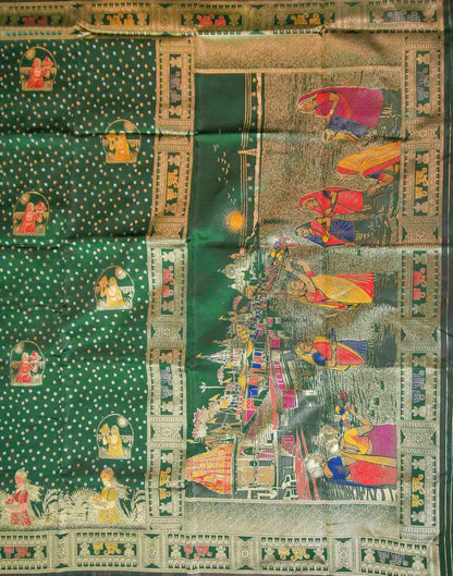 Dark Green Silk Woven Banarasi Saree