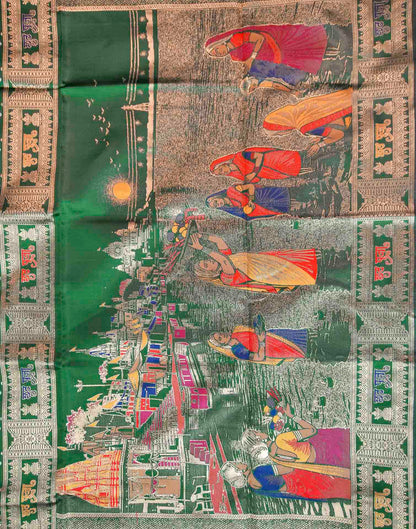 Dark Green Silk Woven Banarasi Saree