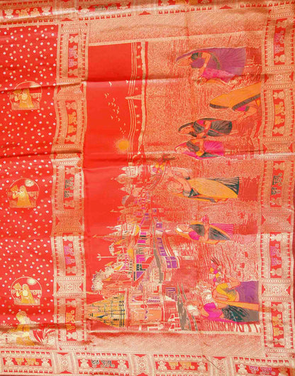 Chhath Red Silk Woven Banarasi Saree