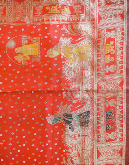 Chhath Red Silk Woven Banarasi Saree