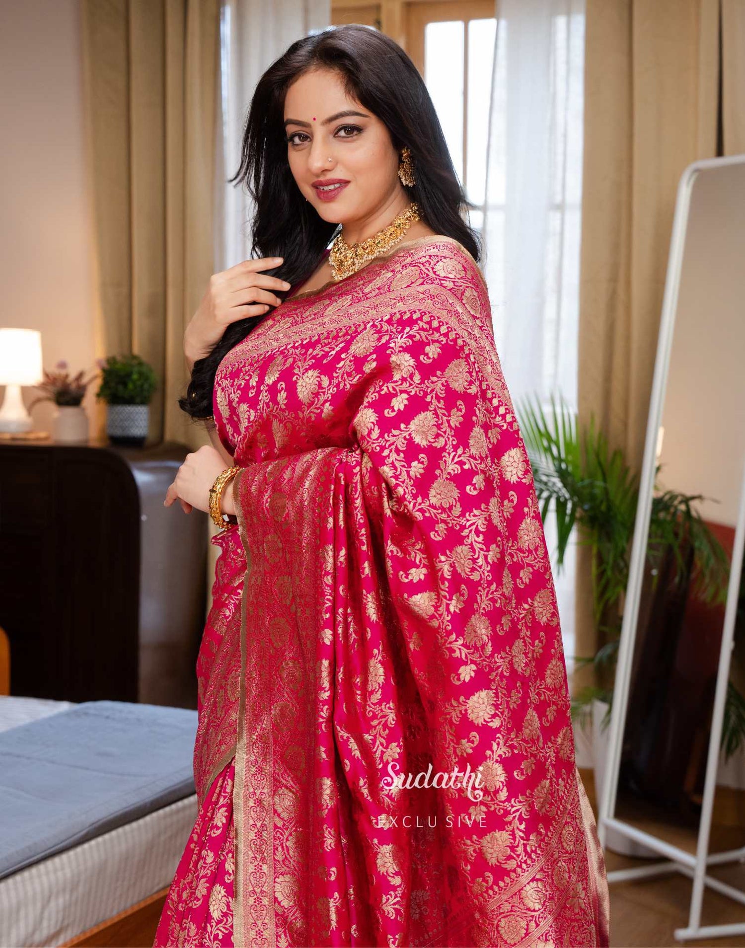 Deepika Singh Rani Pink Silk Woven Banarasi Saree