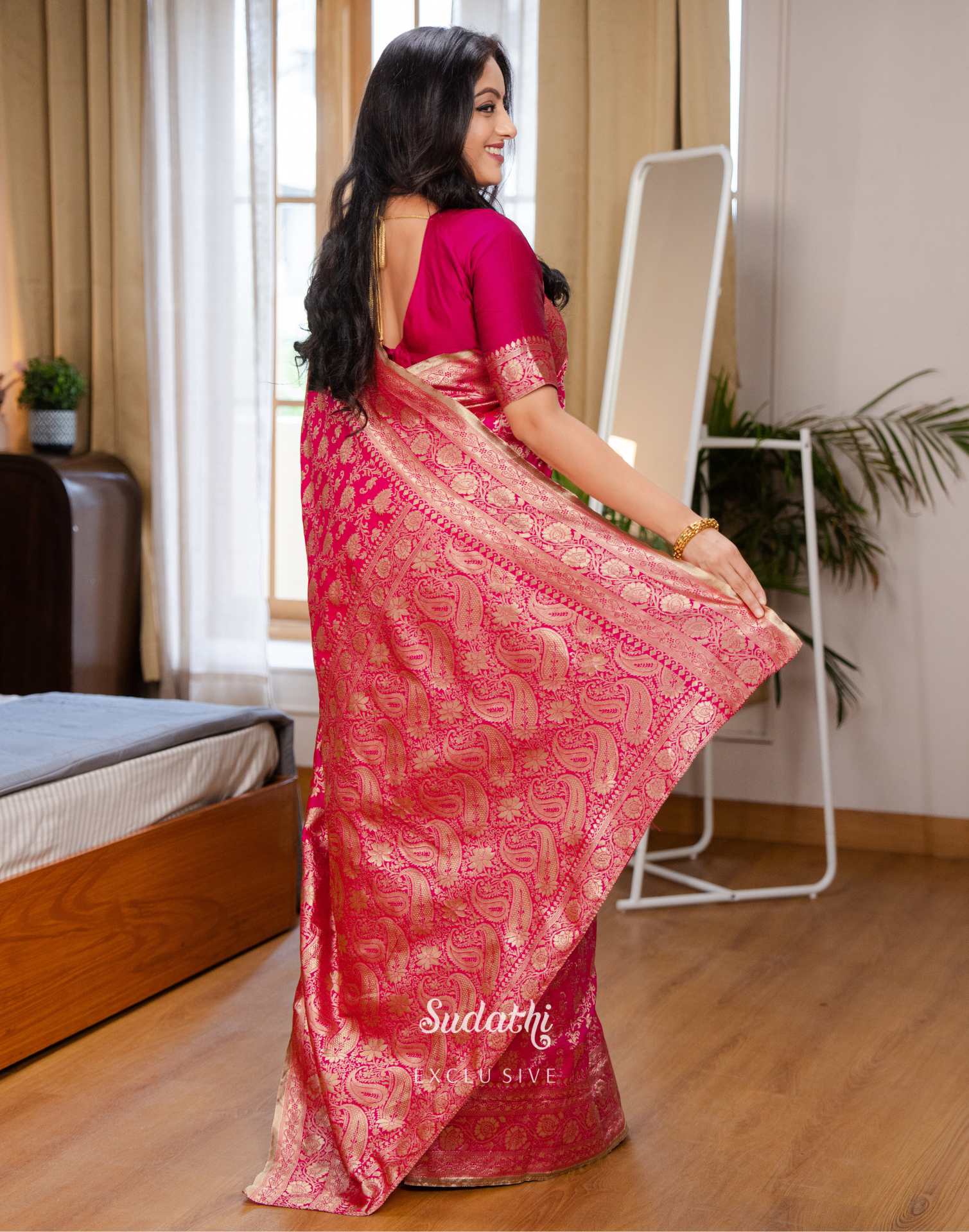 Deepika Singh Rani Pink Silk Woven Banarasi Saree