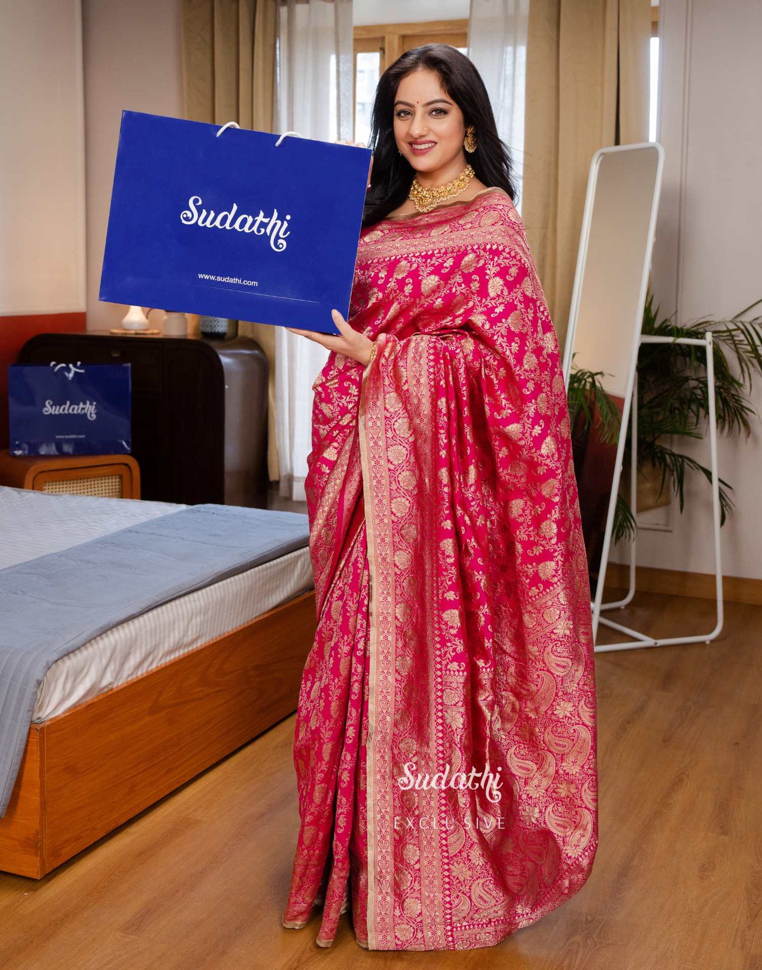 Deepika Singh Rani Pink Silk Woven Banarasi Saree