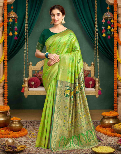 Green Silk Woven Patola Saree