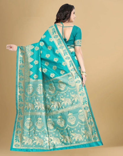 Turquoies Banarasi Silk Saree