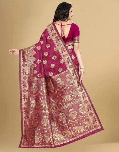 Wine Banarasi Silk Saree