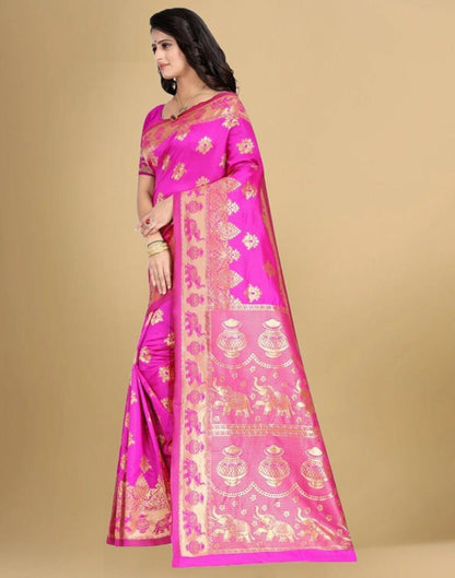 Pink Jacquard Banarasi Silk Saree