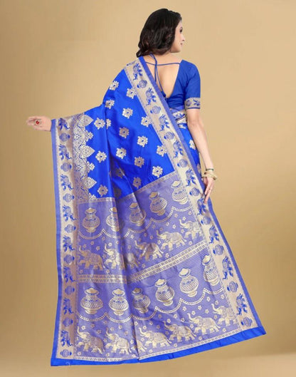 Blue Jacquard Banarasi Silk Saree