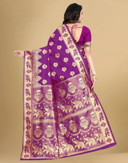 Purple Jacquard Banarasi Silk Saree