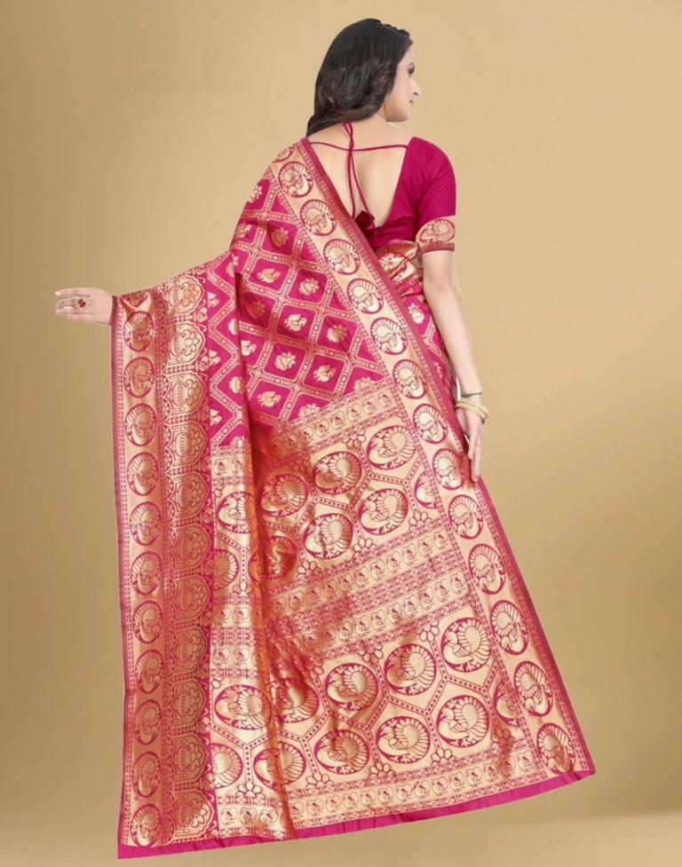 Rani Pink Banarasi Silk Saree